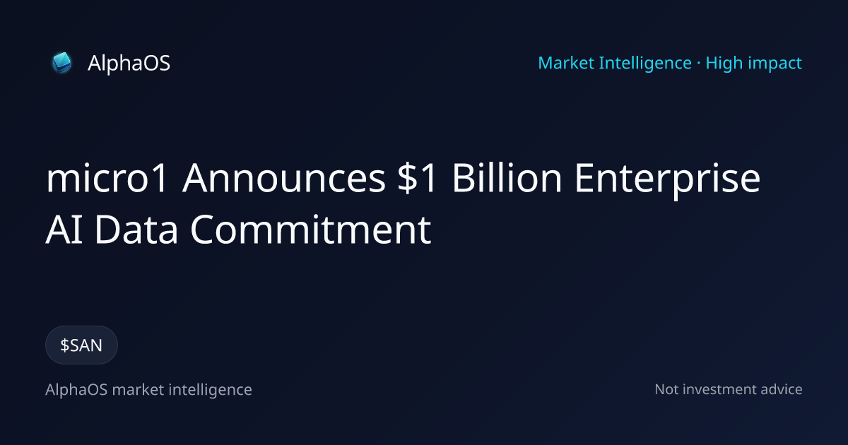 micro1 Announces $1 Billion Enterprise AI Data Commitment | AlphaOS