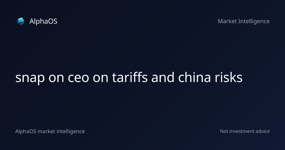 Snap-on CEO on Tariffs and China Risks | AlphaOS